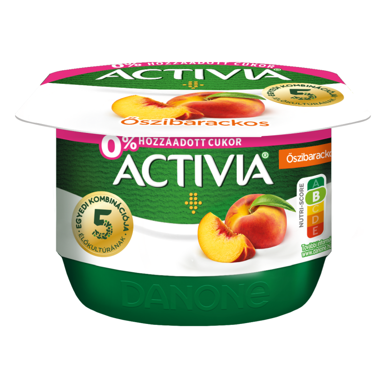 Danone Activia élőflórás őszibarackos joghurt 125 g 0% hozzáadott cukorral